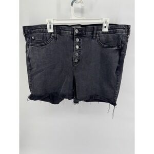 Torrid Black Denim 90s Inspired Button Fly Cutoff Shorts Women's Size 22 Raw Hem